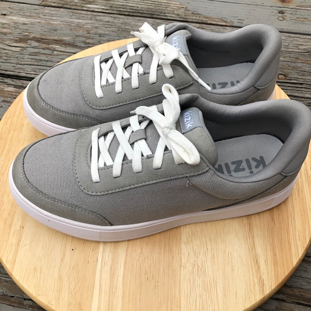 Kizik Prague Hands-Free Slip On Shoes 6Y (Womens 7.5) Grey Canvas Suede KPRAGG01